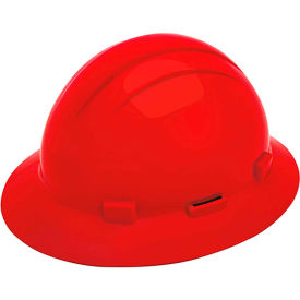 Americana Full Brim Hard Hat with Accessory Slots, 4-Point Mega Ratchet Suspension, Red