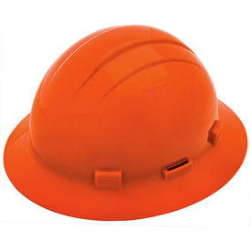 Americana Full Brim Hard Hat with Accessory Slots, 4-Point Mega Ratchet Suspension, Orange
