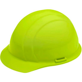 Americana Cap Safety Helmet, 4-Point Nylon Mega Ratchet Suspension, Hi-Viz Lime