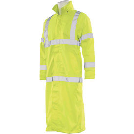 ANSI Class 3 Long Raincoat, L, Hi-Viz Lime