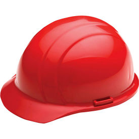 Americana Cap Safety Helmet, 4-Point Nylon Mega Ratchet Suspension, Red