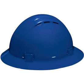 Americana Vented Full Brim Hard Hat, 4-Point Nylon Mega Ratchet Suspension, Blue