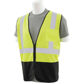 ANSI Class 2 Economy Safety Vest, Zipper Closure, 4XL, Hi-Viz Lime/Black