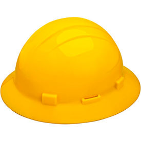 Americana Full Brim Hard Hat with Accessory Slots, 4-Point Slide-Lock Suspension, Yellow