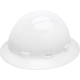 Americana Full Brim Hard Hat with Accessory Slots, 4-Point Slide-Lock Suspension, White