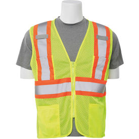ANSI Class 2 Safety Vest, Zipper Closure, 4XL, Hi-Viz Lime