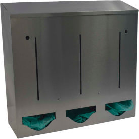 Stainless Steel Triple Bulk PPE Dispenser, 18"W x 5-3/4"D x 17"H