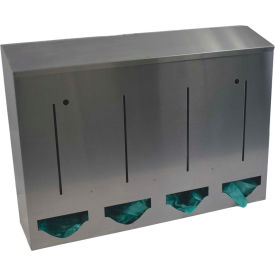 Stainless Steel Quadruple Bulk PPE Dispenser, 24"W x 5-3/4"D x 17"H