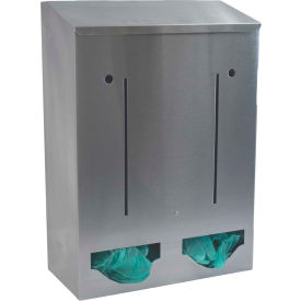 Stainless Steel Double Bulk PPE Dispenser, 12"W x 5-3/4"D x 17"H