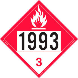 Combustible Liquid Placard UN1993 Permanent Vinyl, 25/Pack