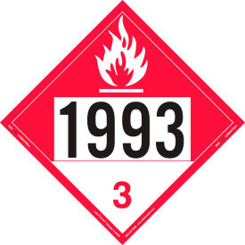 Combustible Liquid Placard, UN 1993, Removable Vinyl, 25/Pack