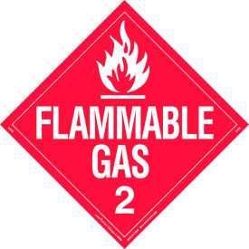 Z-EZ8 Flammable Gas Placard, Worded, Removable Vinyl, 25/Pack