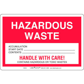 Hazardous Waste Label, PVC-Free Film Stock, 100/Pack