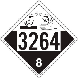 Corrosive Placard, UN 3264, Removable Vinyl, 25/Pack