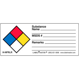 H-NFRLR NFPA Write-On Substance Name Label, 3 3/8" x 1 3/8", Paper, 500/Roll