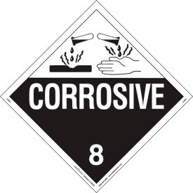 Corrosive Placard, Worded, Removable Vinyl, 25/Pack