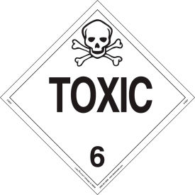 Toxic Placard, Worded, Removable Vinyl, 25/Pack