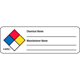 H-NFRL1 NFPA Write-On Chemical Name Label, 3" x 1", Paper, 100/Roll