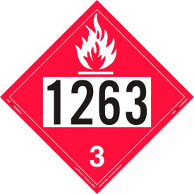 Flammable Liquid Placard, UN 1263, Removable Vinyl, 25/Pack