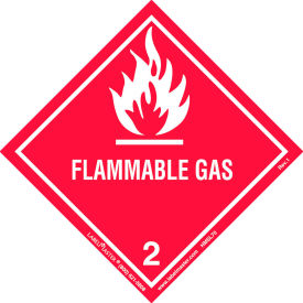 HMSL70 Flammable Gas Label, Worded, PVC-Free Film, 500/Roll