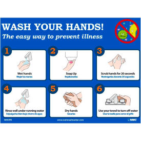 Wash Your Hands Sticker, 10X14, Vinyl Adhesive