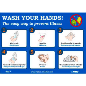 Wash Your Hands Sticker, 7" X 14", Vinyl Adhesive