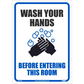 Wash your Hands Before Entering this Room Sticker, 10" X 14", Vinyl Adhesive