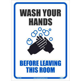 Wash Your Hands Before Leaving This Room Sticker, 10 X 14, Vinyl Adhesive