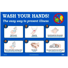 Wash Your Hands Poster, 12" X 18", Vinyl
