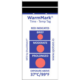 WarmMark® Time Temperature Indicators, 37°C/99°F, 100/Box