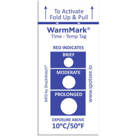 SpotSee WarmMark Time Temperature Indicators, 10°C/50°F, 100/Box