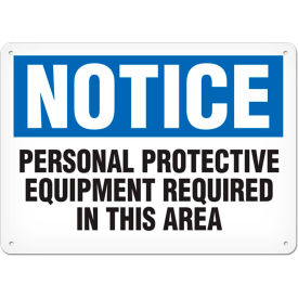 Notice PPE Required Sign, Adhesive VynMark, 7 x 10 - 100/Pkg