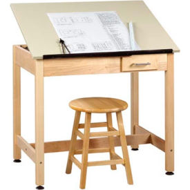 Drafting Table 36"L x 24"W x 30"H - 1 Piece Top - Small Drawer