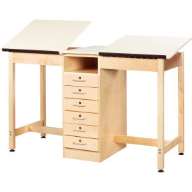 Drafting Table 60"L x 24"W - 2 Station with 6 Drawers