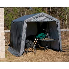 10x10x8 Peak Style Shed 4-15" Augers 1-3/8" Frame - Grey