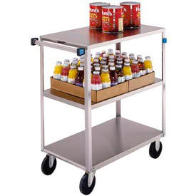 Steel Utility Cart w/3 Flush Shelves, 500 lb Capacity, 35"L x 19-3/8"W x 36-7/8"H