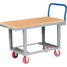 Work Height Platform Truck with Butcher Block 30 x 60 Adjustable Height