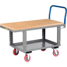 Work Height Platform Truck with Lower Shelf 30 x 48 Adjustable Height