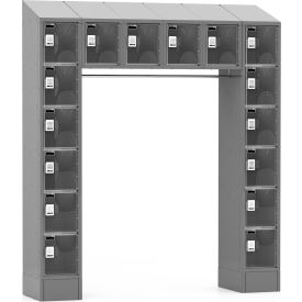 LockUp 16 Person Electronic Locker with Clear Door, 72"W x 18"D x 82"H, Gray, Assembled