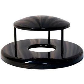 Coated Steel Rain Bonnet Lid For 32 Gallon Trash Can, Black