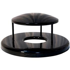 Coated Steel Rain Bonnet Lid For 55 Gallon Trash Can, Black
