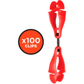 Squids Swivel Glove Clip Holder, Dual Clips, 100-Pack, Red