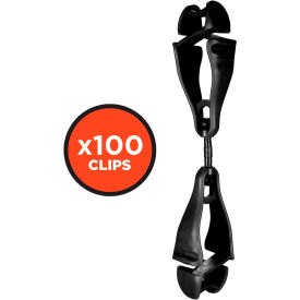 Squids Swivel Glove Clip Holder, Dual Clips, 100-Pack, Black