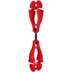 Swiveling Glove Clip Holder, Dual Clips, Red