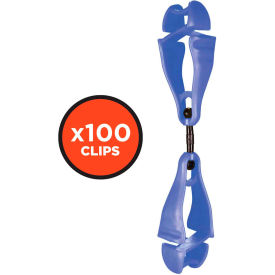 Swivel Glove Clip Holder, Dual Clips, 100-Pack, Blue