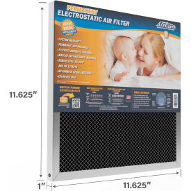 Air-Care Permanent Washable Electrostatic Air Filter, 12 x 12 x 1", MERV 8