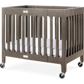 Compact Boutique Folding Crib with Oversized Casters, Foam Mattress - Dapper Gray