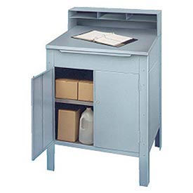 Cabinet Shop Desk, Pigeonhole Riser, 32-1/2"W x 30"D, Stainless Steel