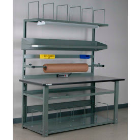 No. 1 Adjustable Height Complete Packing Workbench, Laminate T-Mold Edge, 60"W x 36"D, Gray
