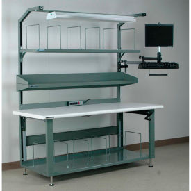 No. 3 Hydraulic Adjustable Height Packing Workbench, Laminate Safety Edge, 72"W x 30"D, Gray